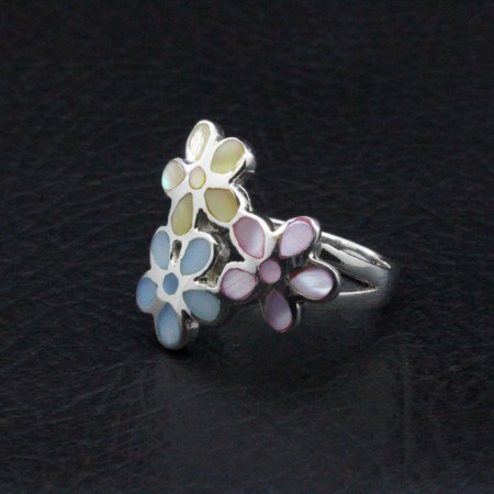 Anillo Plata Diseño Flores